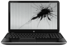 ноутбук с разбитым экраном (матрицей)